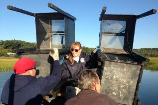 A platform was been built into the boat to make placement and retrieval of traps more manageable 